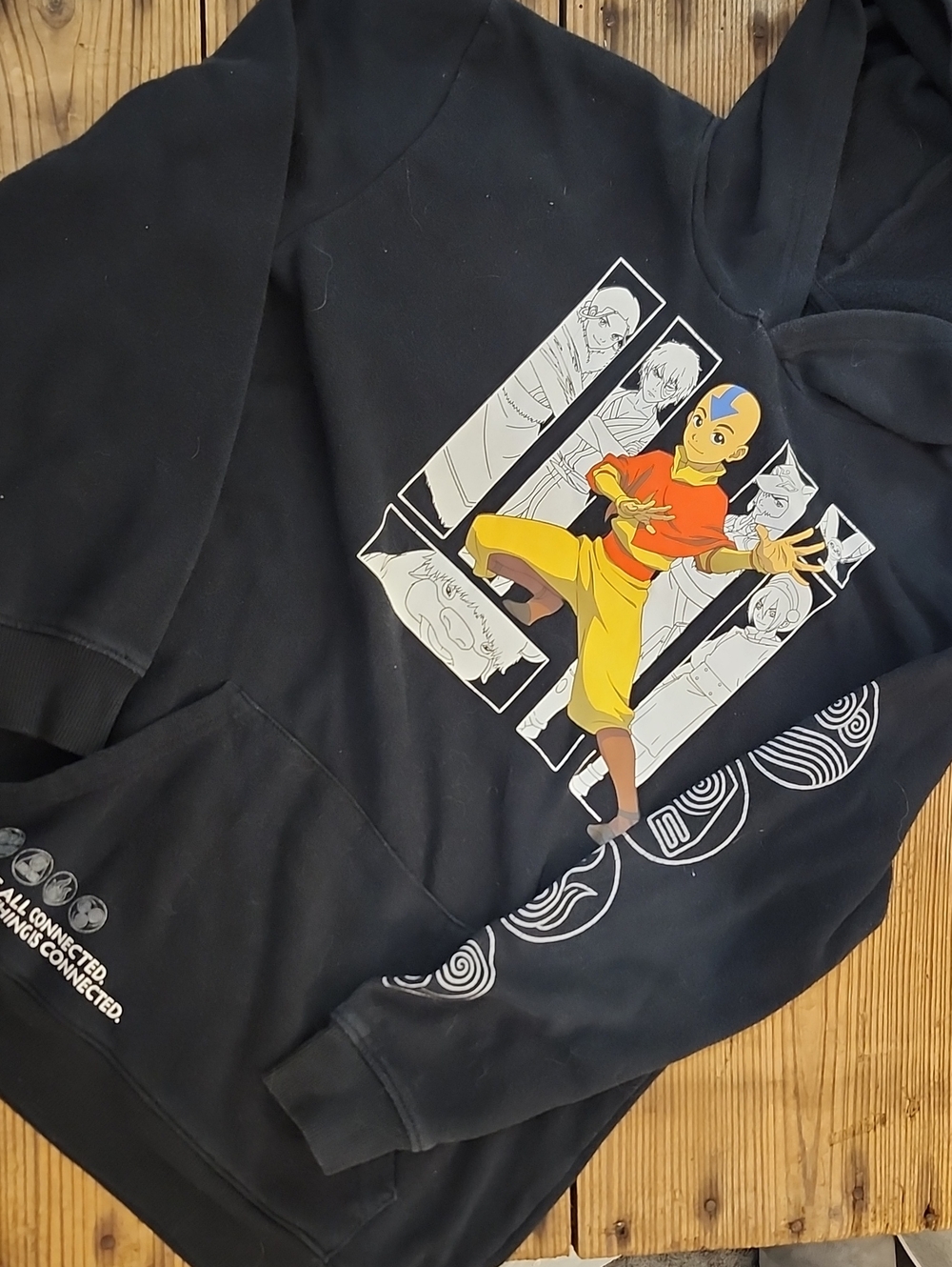 Hybrid Apparel Black AVATAR Hoodie with Aang Graphic-Everything Is Connected
